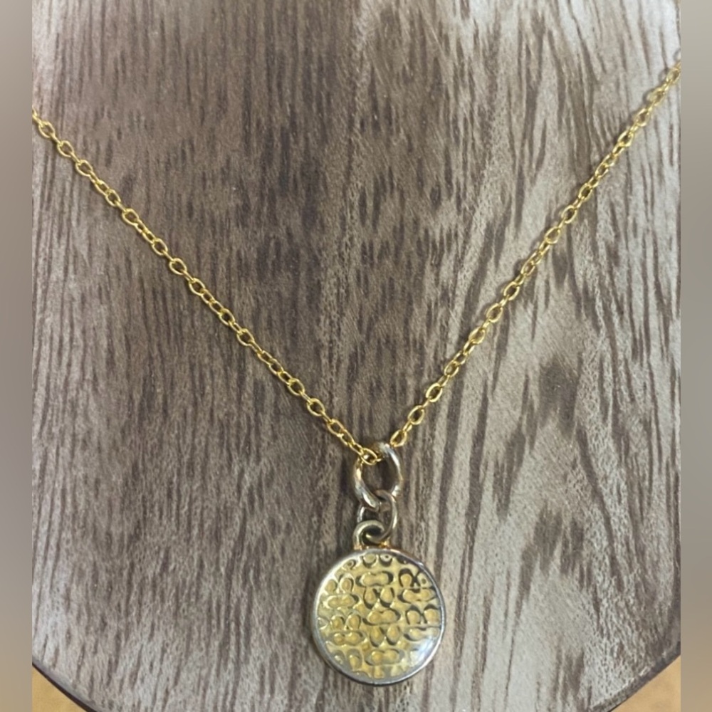 Coach Large Yellow Enamel Signature Logo Disc Pendant Necklace - Picture 1 of 8